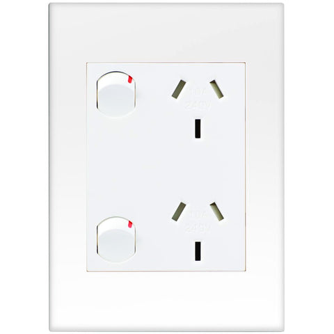 HPM Vivo Vertical Double Powerpoint 2 Gang 85mm x 118mm White - Indoor Use - SuperSaverAU - view 1