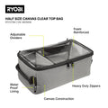 Ryobi Half Size Clear Top Traxx Canvas Bag - 240mm x 170mm x 440mm - Water-Resistant - SuperSaverAU - view 2