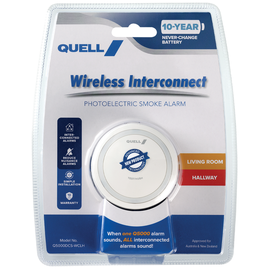 Quell Q5000 Wireless Interconnect Photoelectric Smoke Alarm - 78mm x 78mm - Reliable Safety - SuperSaverAU - view 1