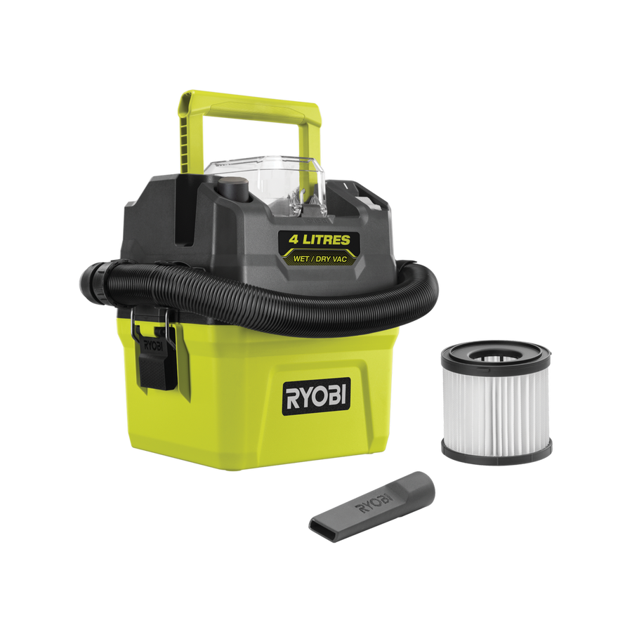 Ryobi 18V ONE+ 4L Wet and Dry Compact Vacuum Tool Only - Lightweight - Portable - IPX4 Water-Resistant - SuperSaverAU - view 1