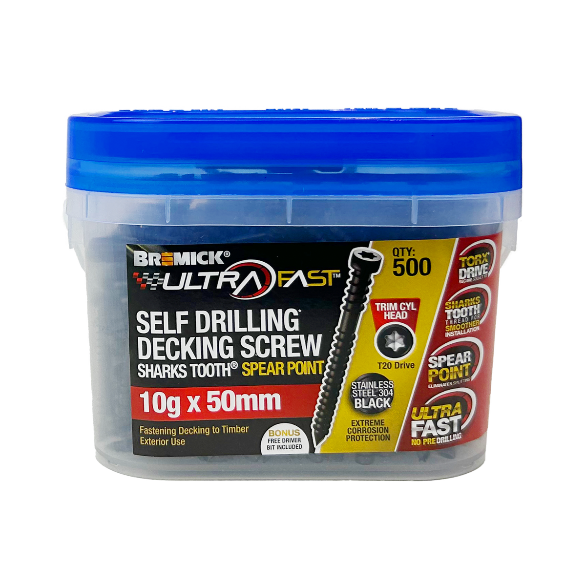 Bremick Ultrafast Decking Screw - 10g x 50mm - Black - 500 Pack - T20 Drive - SuperSaverAU - view 2