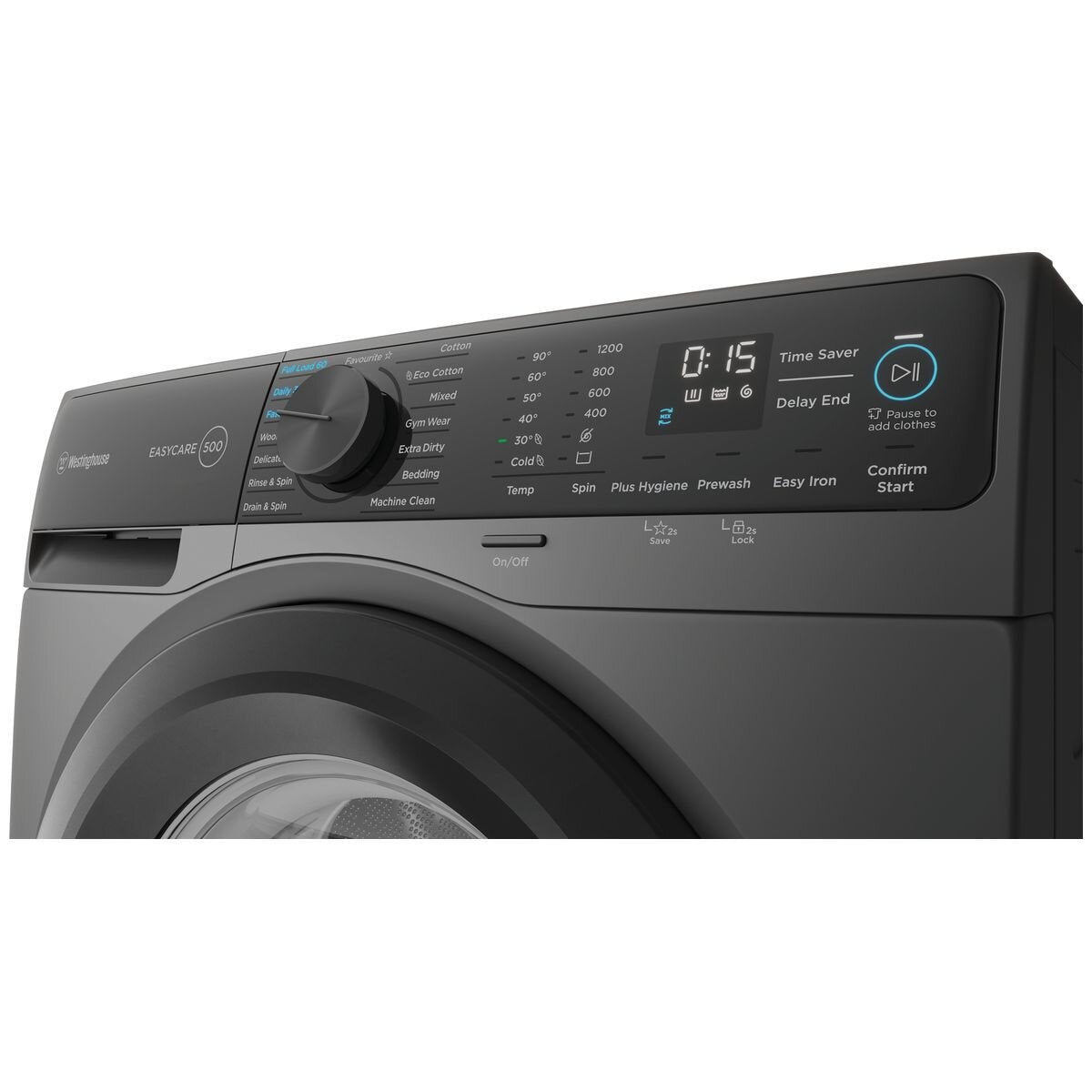 Westinghouse EasyCare 500 9kg Front Load Washing Machine - Grey, 1200rpm Spin, Delay End - WWF9024M5SAS