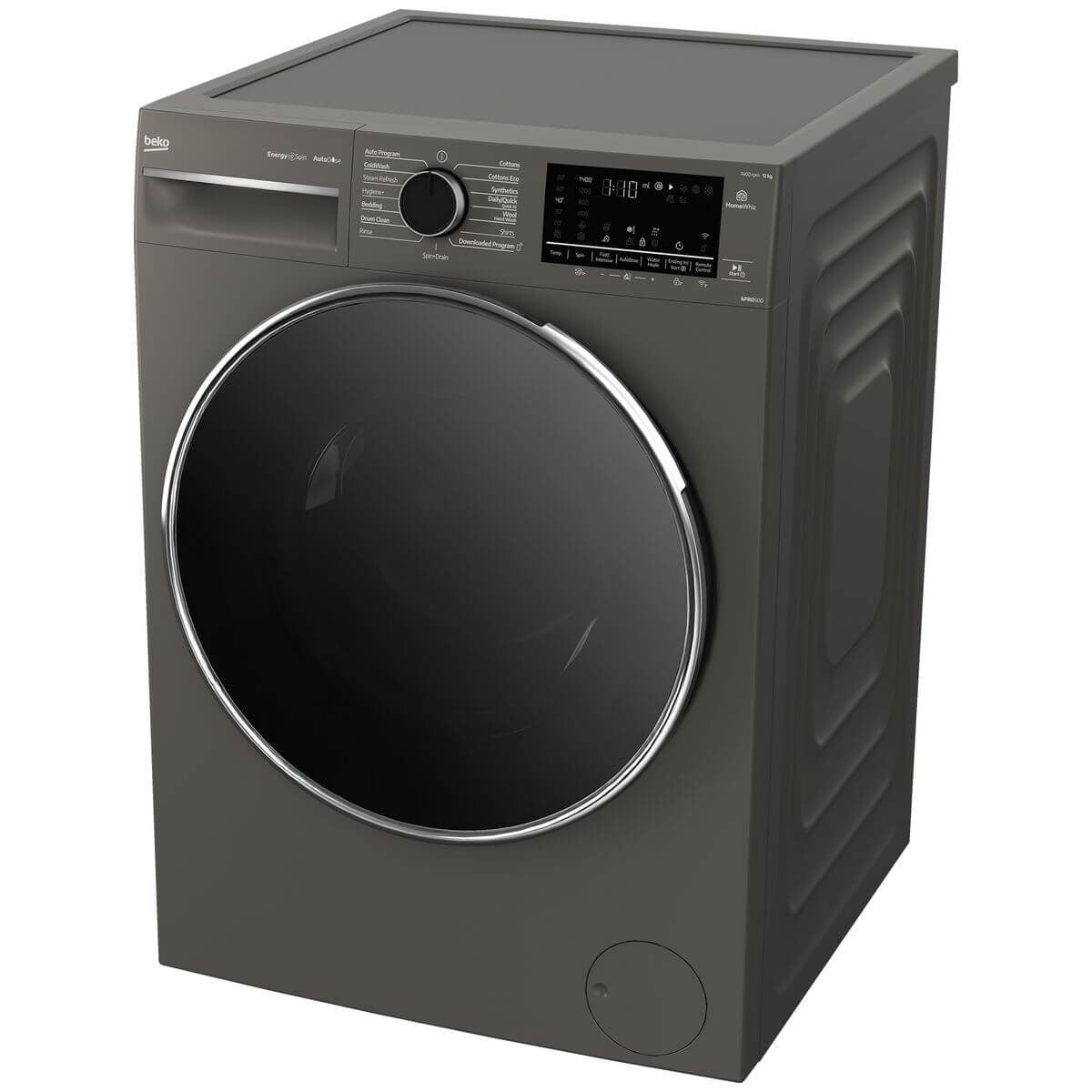 Beko 12kg Front Load Washing Machine - Graphite, AutoDose, SteamCure, ColdWash, HomeWhiz - BFLB123ADG