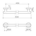 HomeCare by Caroma 450mm White Stainless Steel Straight Grab Rail, 110kg