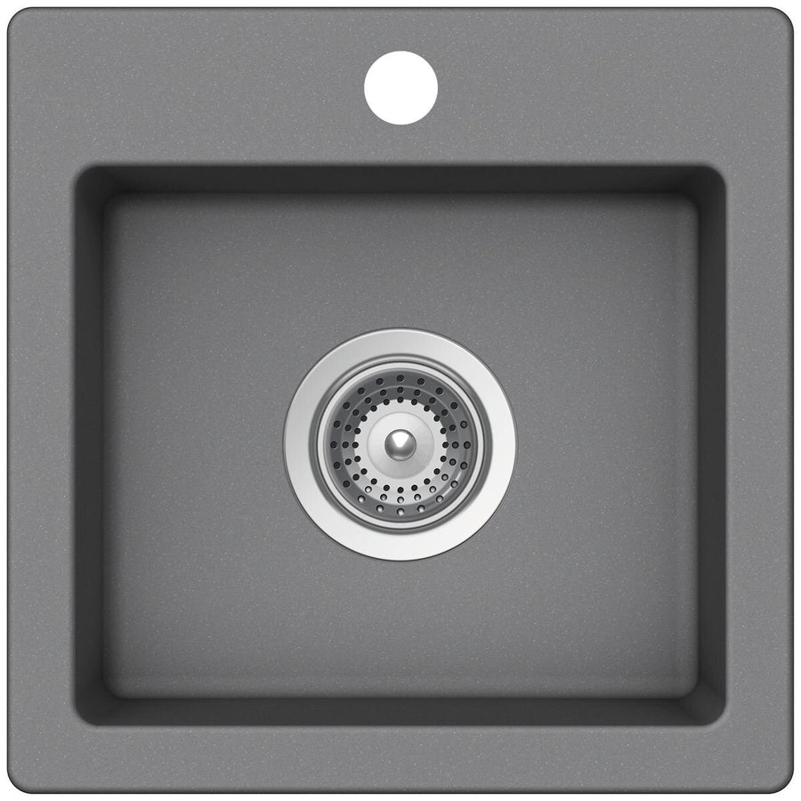 Abey Virtus Single Bowl Bar Sink - Cristalite Plus - Croma Finish - Top Mount - 25 Year Warranty - VN-100XSCR