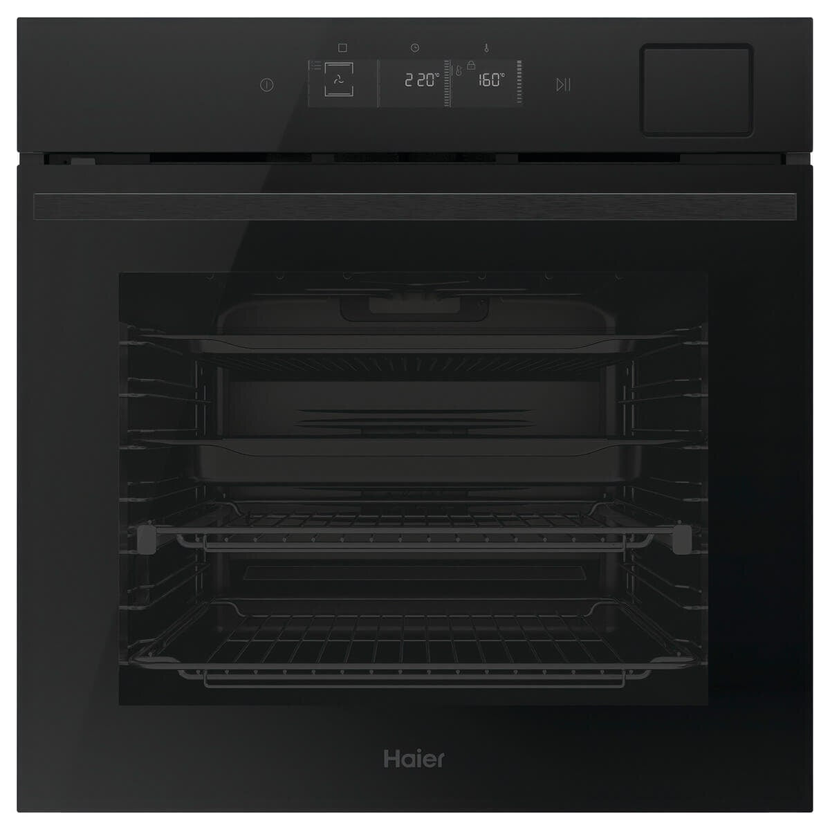 Haier 60cm 600 Series Pyrolytic Oven - 78L, 16 Functions, Steam Assist Plus, Air Fry, Black - HWO60S16TPB5