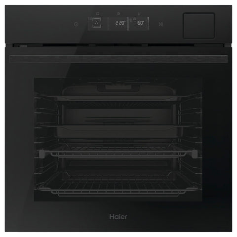 Haier 60cm 600 Series Pyrolytic Oven - 78L, 16 Functions, Steam Assist Plus, Air Fry, Black - HWO60S16TPB5