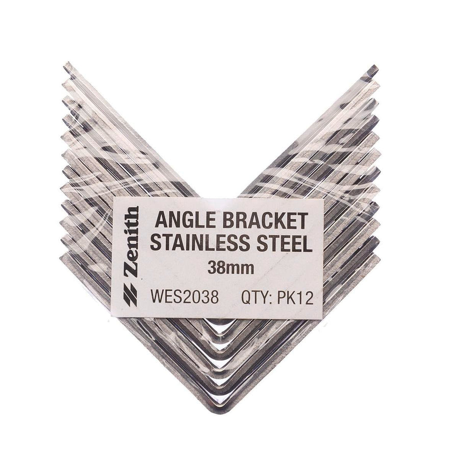 Zenith Angle Bracket - 38mm - Stainless Steel - Corrosion Resistant - 12 Pack - SuperSaverAU - view 1
