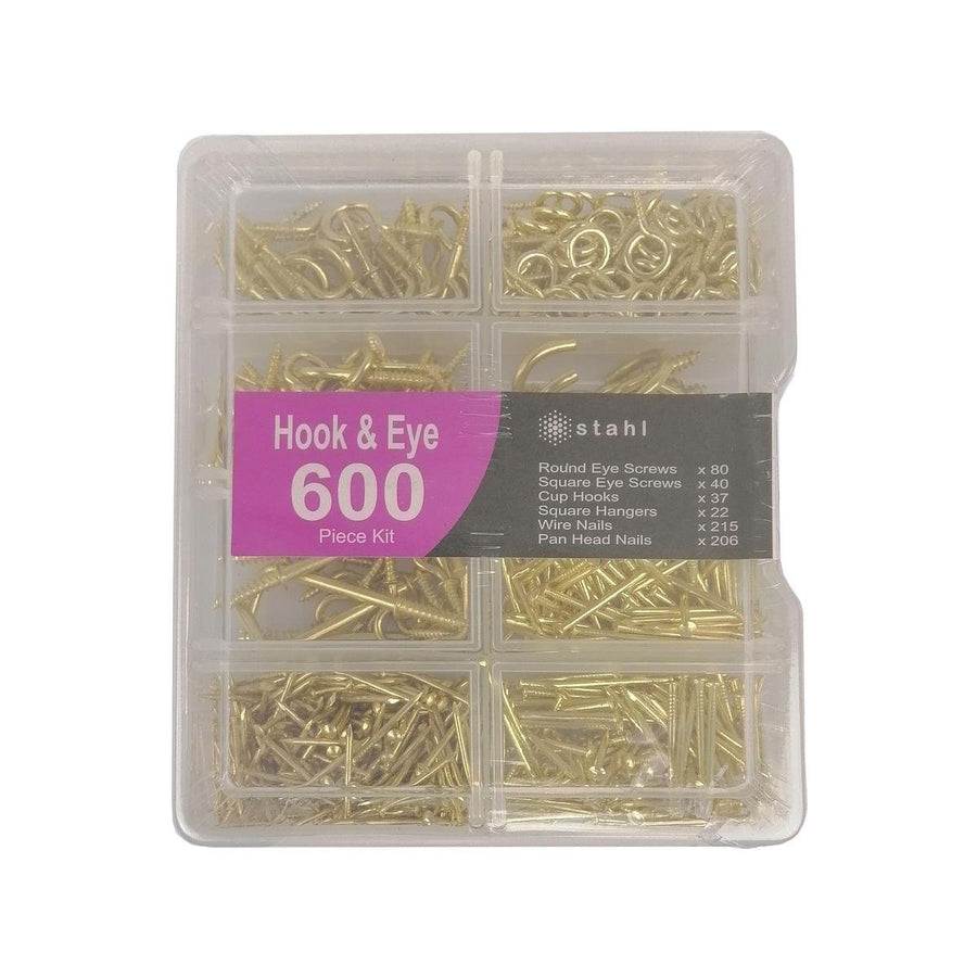 Stahl Hook and Eyescrew Kit - 600 Pieces - Metal - Gold Finish - SuperSaverAU - view 1