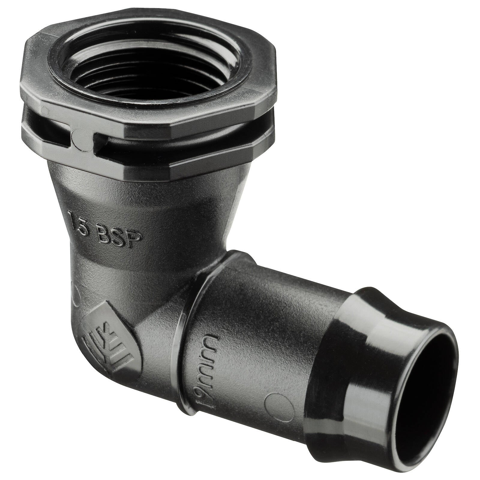 Pope 19mm Barbed x 15mm BSP Female Threaded Elbow - Black Poly, 1000kPa