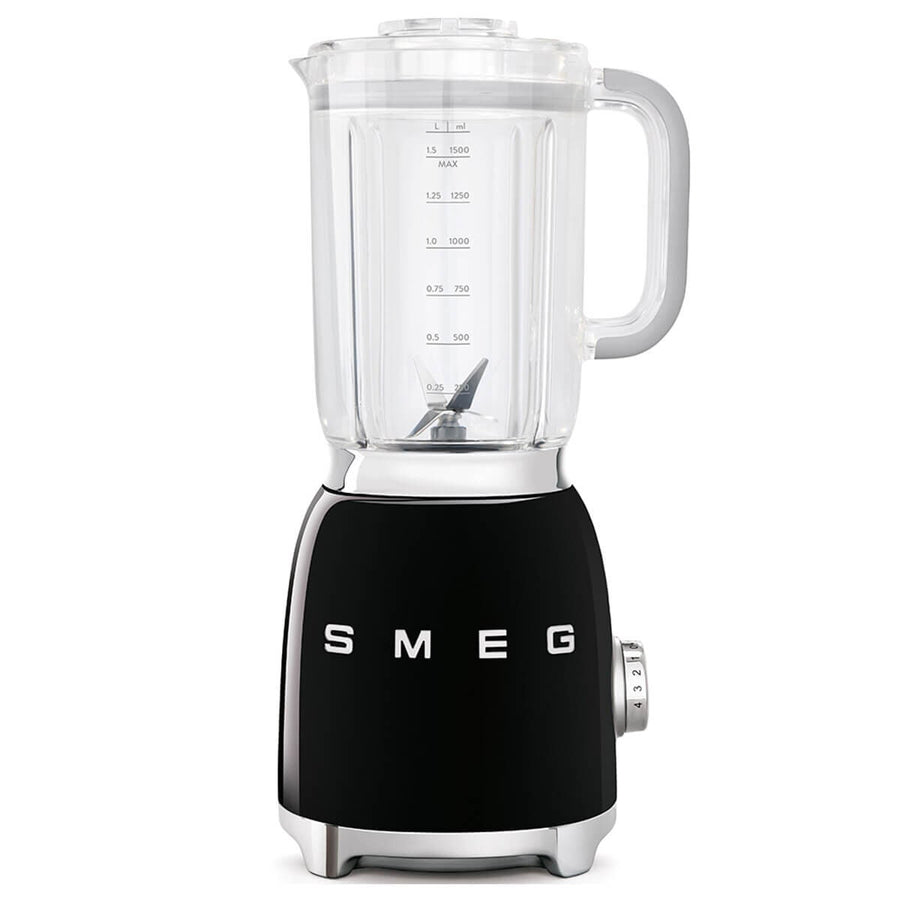 Smeg 50s Retro Style Blender 1.5L - 800W Smooth Start Motor, 3 Preset Programs, Black - BLF01BLAU