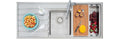 Oliveri 1 and 3/4 Bowl Topmount Sink - Right Hand Drainer, Brushed Stainless Steel, Chopping Board - AP1411
