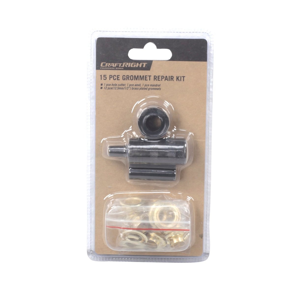 Craftright 15 Piece Grommet Repair Kit - 12.5mm Metal Grommets - Black - SuperSaverAU - view 2