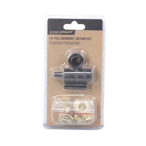 Craftright 15 Piece Steel Grommet Repair Kit, 12.5mm Black