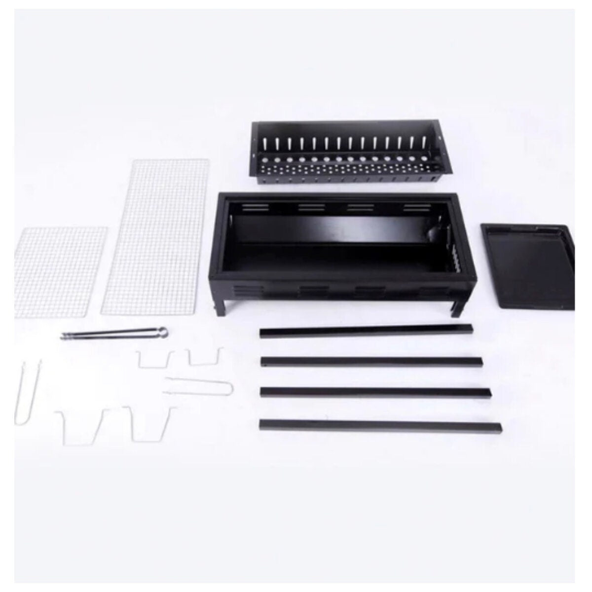 SOGA 66cm Freestanding Charcoal Box BBQ - Black Steel - Portable Flat Pack - CHARCOALLBOXC1