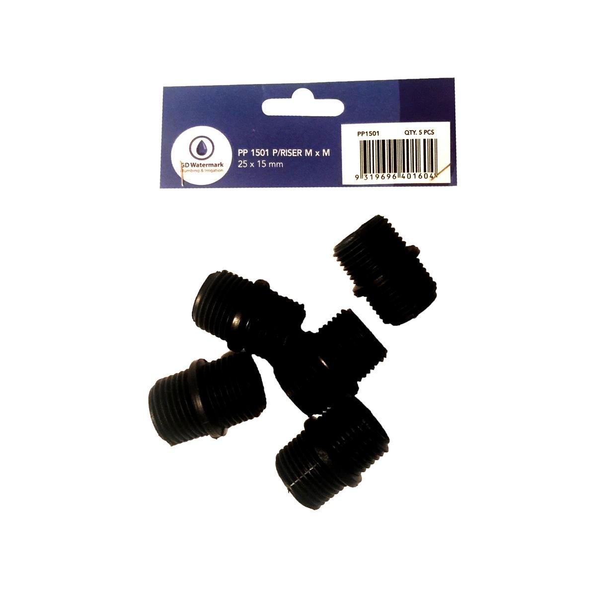 Gd Watermark Irrigation Riser - 15mm x 25mm - Polyethylene - UV Stabilised - 5 Pack - SuperSaverAU - view 1