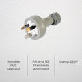 DETA 10A Grey Plug Top 3 Core PVC 240V Flexible Cord 6336B