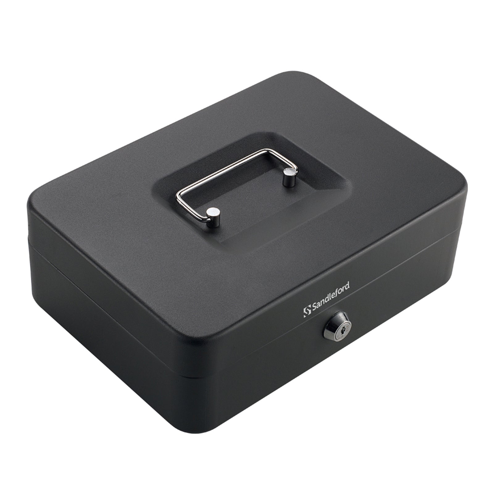 Sandleford Large Cash Box 250mm, Black Powder-Coated Steel, Key Lockable