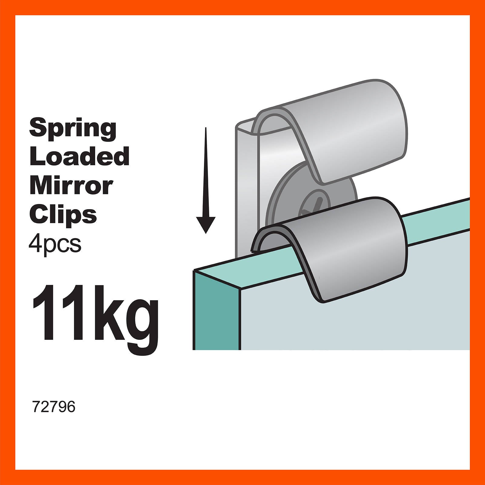 Everhang 11kg Spring Loaded Mirror Clip Set, Nickel Plated Steel