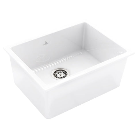 Abey Chambord Constance III fireclay sink - white, single bowl, no tapholes, 7 year warranty - CONSTANCE-3W