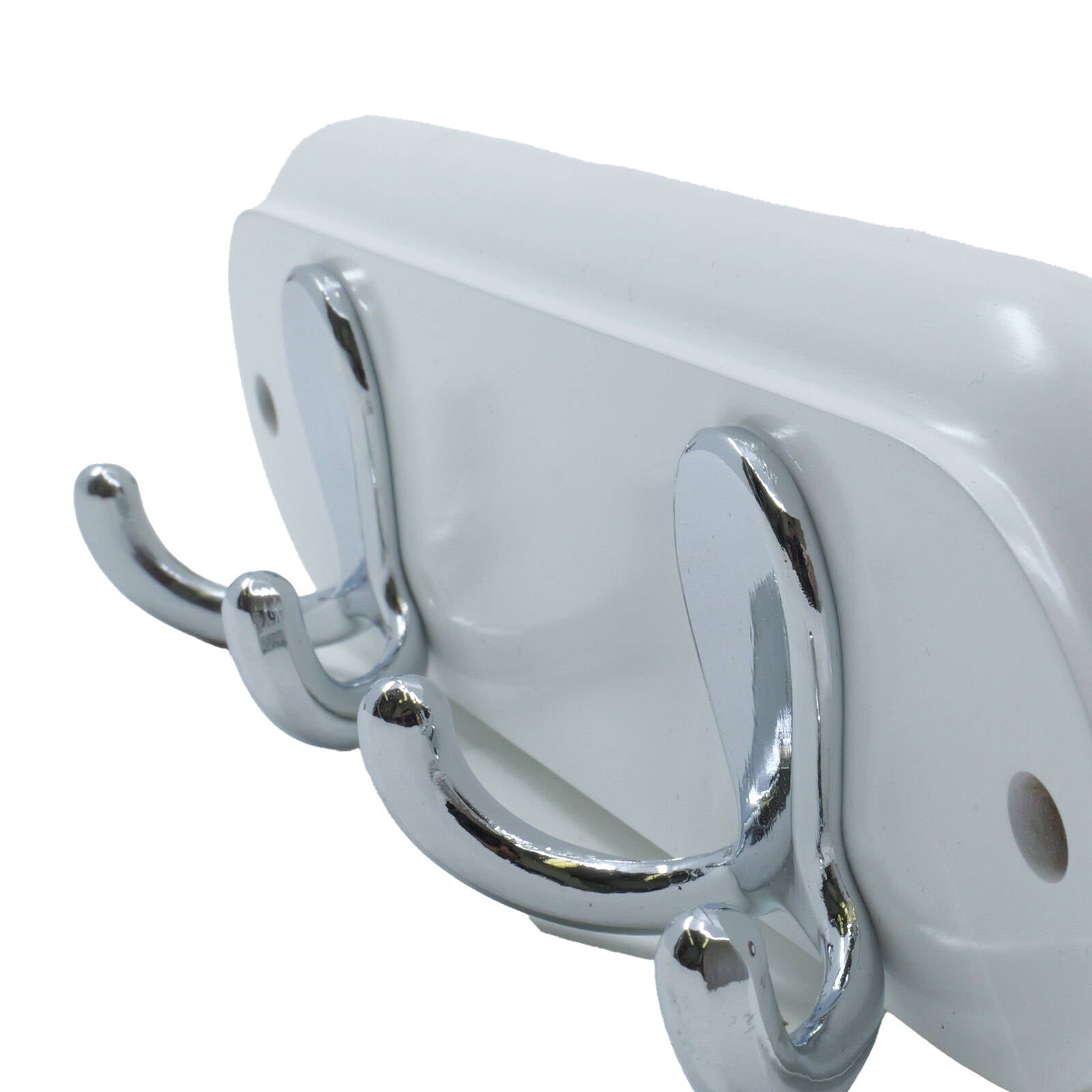 Adoored 2 Double Chrome Hook White Board Decorative Hook Rack, Timber/Steel