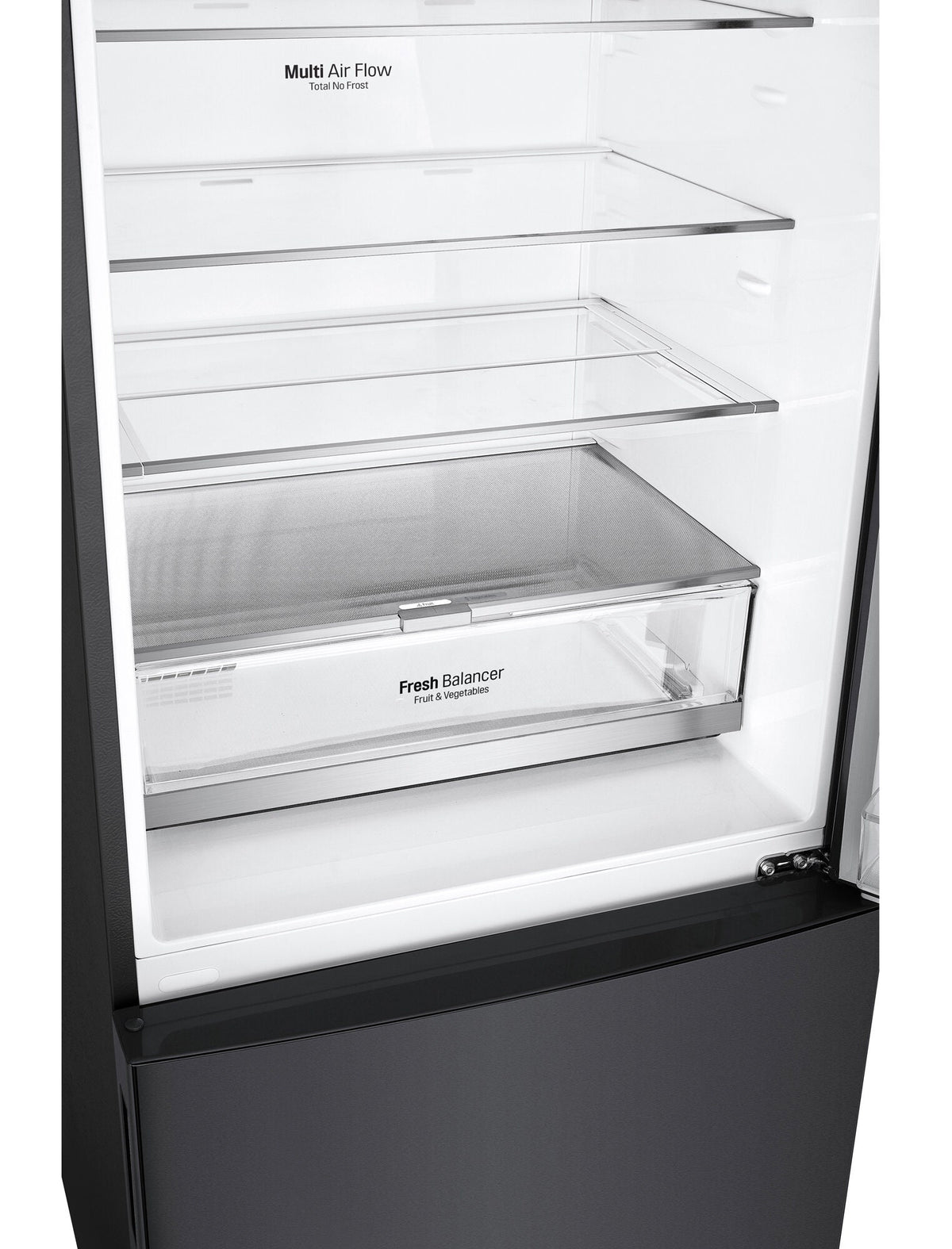 LG 420L Bottom Mount Fridge - Matte Black Doors, Door Cooling, Frost Free - GB-455MBL