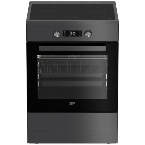 Beko 60cm Pyrolytic Freestanding Oven - Induction Cooktop, 81L, Anthracite, SteamShine - BFC60IPAN