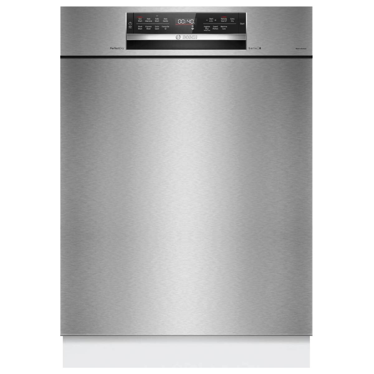 Bosch 60cm Series 8 Built Under Dishwasher - 15 Place Settings, Brushed Steel, Zeolith Drying - SMU8ZCS01A