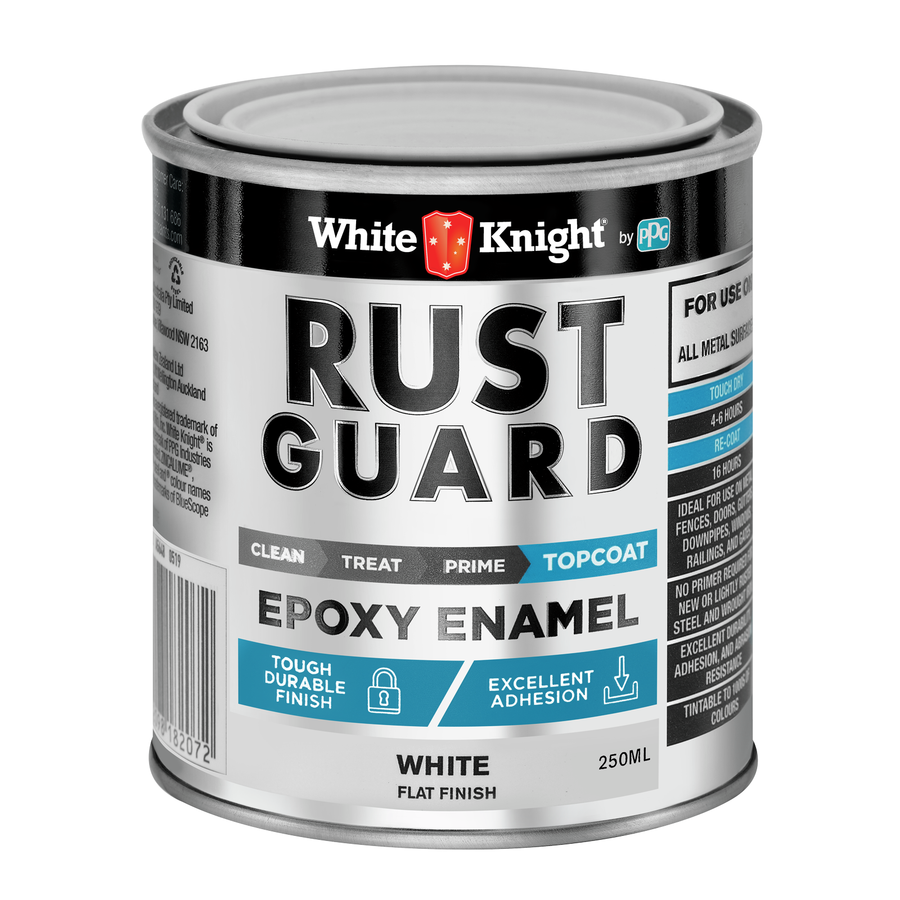 White Knight Rust Guard 250ml White Flat Epoxy Enamel Paint