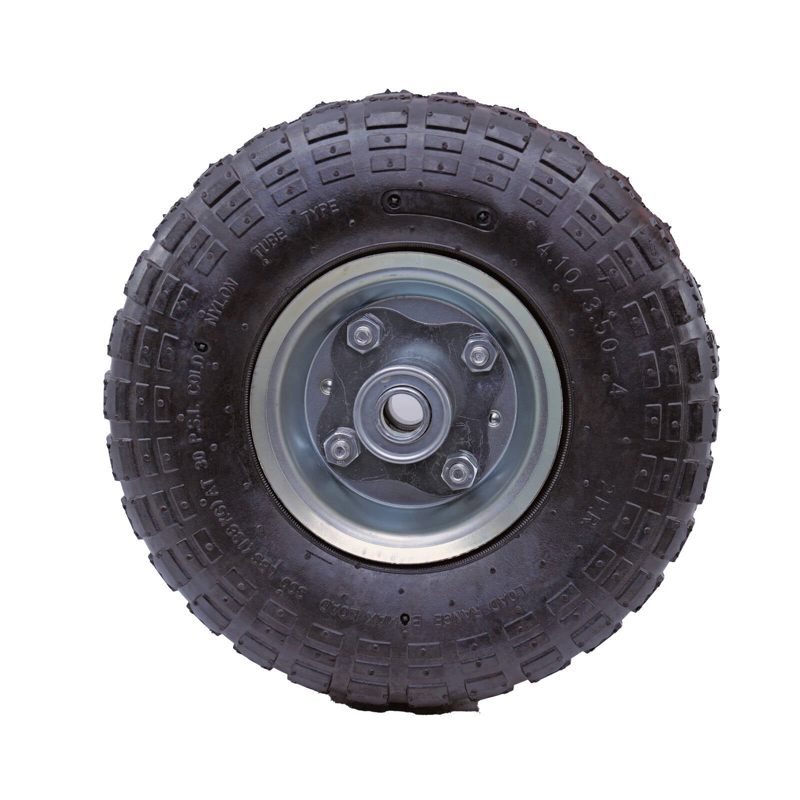 Move It 3.5 x 4 inch Pneumatic Steel Trolley Wheel 5/8 inch Axle 100kg