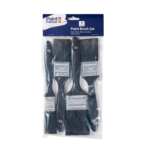 Paint Partner 4 Piece Paint Brush Set - Synthetic - 25mm 38mm 50mm - Economical - SuperSaverAU - view 1