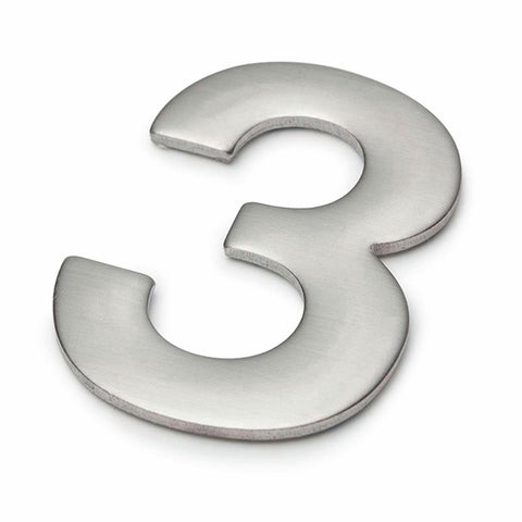 Sandleford 50mm Stainless Steel Self Adhesive House Number 3 - Silver - SuperSaverAU - view 1