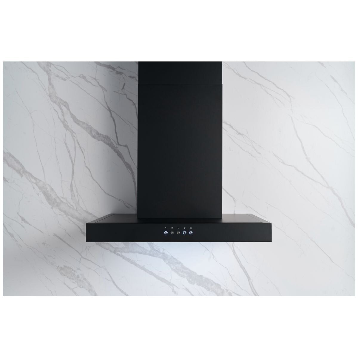 Omega 60cm Wall Canopy Rangehood - Matt Black - 3 Fan Speeds - 18W LED Light - ORC60MB