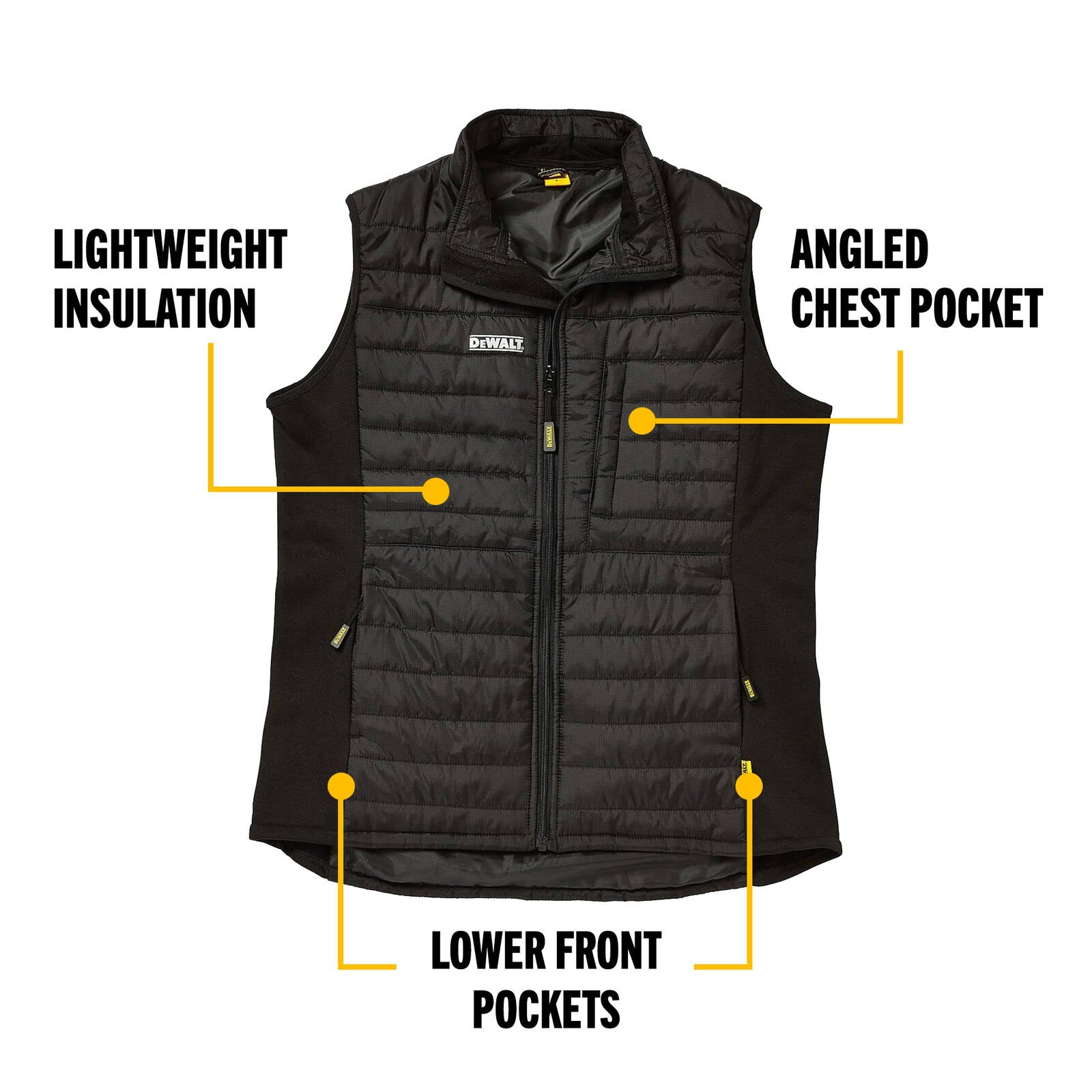 DeWALT Storm Vest Size XXL Black Insulated Nylon 3-Pocket Zip