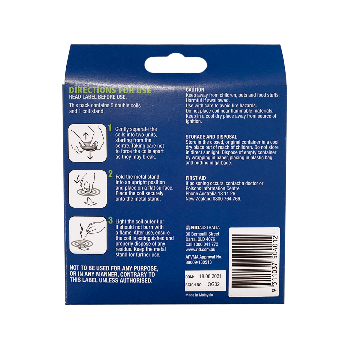 On Gard Outdoor Mosquito Coils 10 Pack - Repels Mosquitoes - 8 Hours - 130mm x 90mm x 130mm - SuperSaverAU - view 2