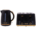 Westinghouse Kettle and Toaster Pack - 1.7L Kettle - 4 Slice Toaster - Black with Gold Trim - WHKTPK13KG
