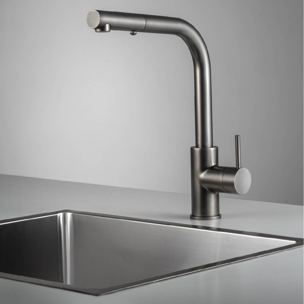 Rogerseller Tonic Square Sink Mixer with Pull Out Spray 6L/min - Graphite, 5-Star - 3606013905