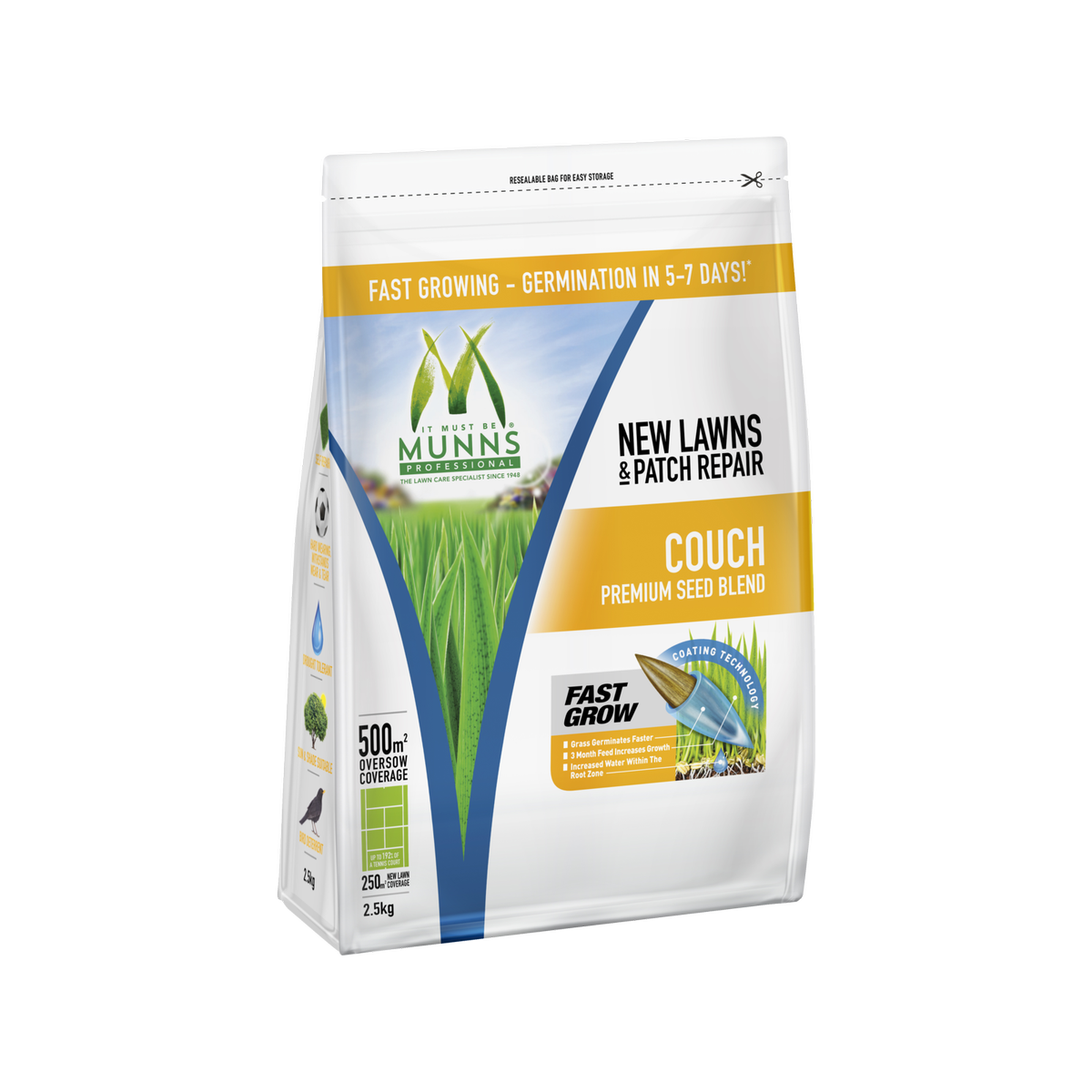 Munns Professional Couch Lawn Seed - 2.5kg - Lawn Seed Blend - Drought Tolerant - SuperSaverAU - view 1