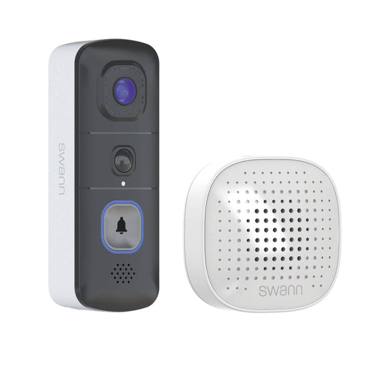 Swann Evo Wireless Video Doorbell with Chime Unit - 1.7MP HD - 140° Viewing Angle - Two-Way Audio - True Detect Sensor