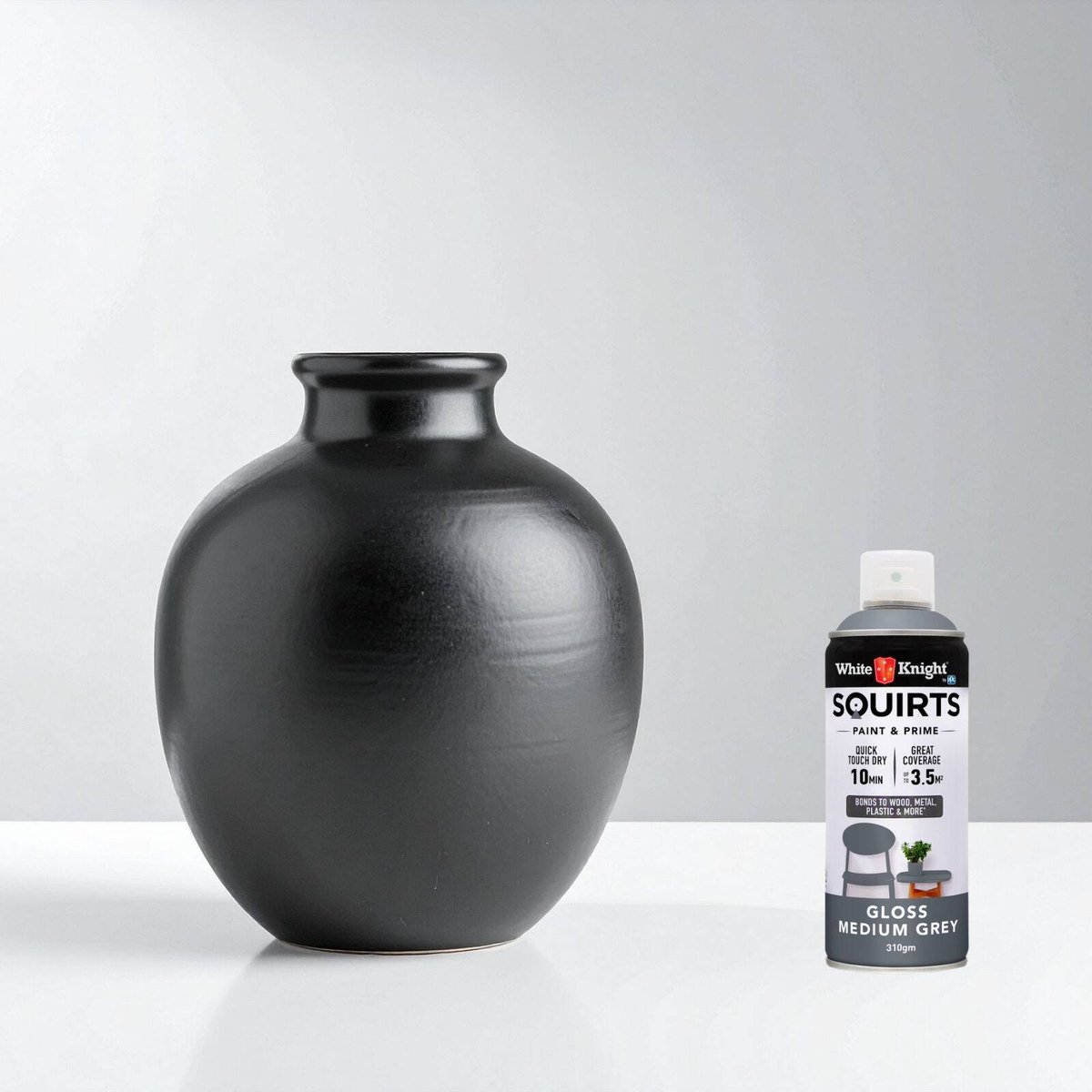 White Knight Squirts Medium Grey Gloss Spray Paint 310g Durable Finish - SuperSaverAU - view 4