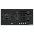 Bosch 90cm Series 6 Gas Cooktop - Black Tempered Glass, Five Burners, FlameSelect, Wok Burner - PPM9A6I40A