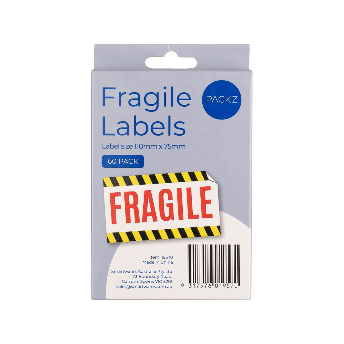 Packz Fragile Labels 110 x 75mm - 60 Pack - Strong Adhesive - Easy Application - SuperSaverAU - view 1