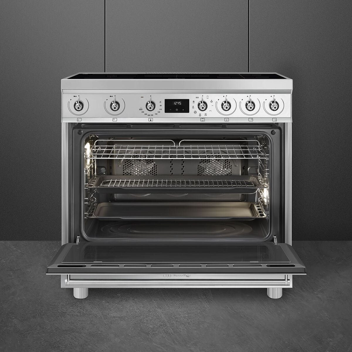 Smeg 90cm Freestanding Induction Oven - Stainless Steel, Probe Cooking, Multizone Cooktop - C9IMX2