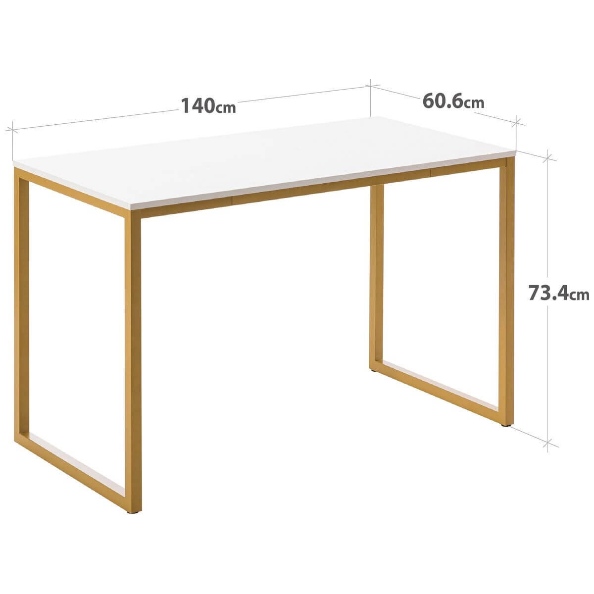 Zinus home office computer desk 140cm - gold frame, minimalist design, stable build - AU-UTDDT1ZC-55G