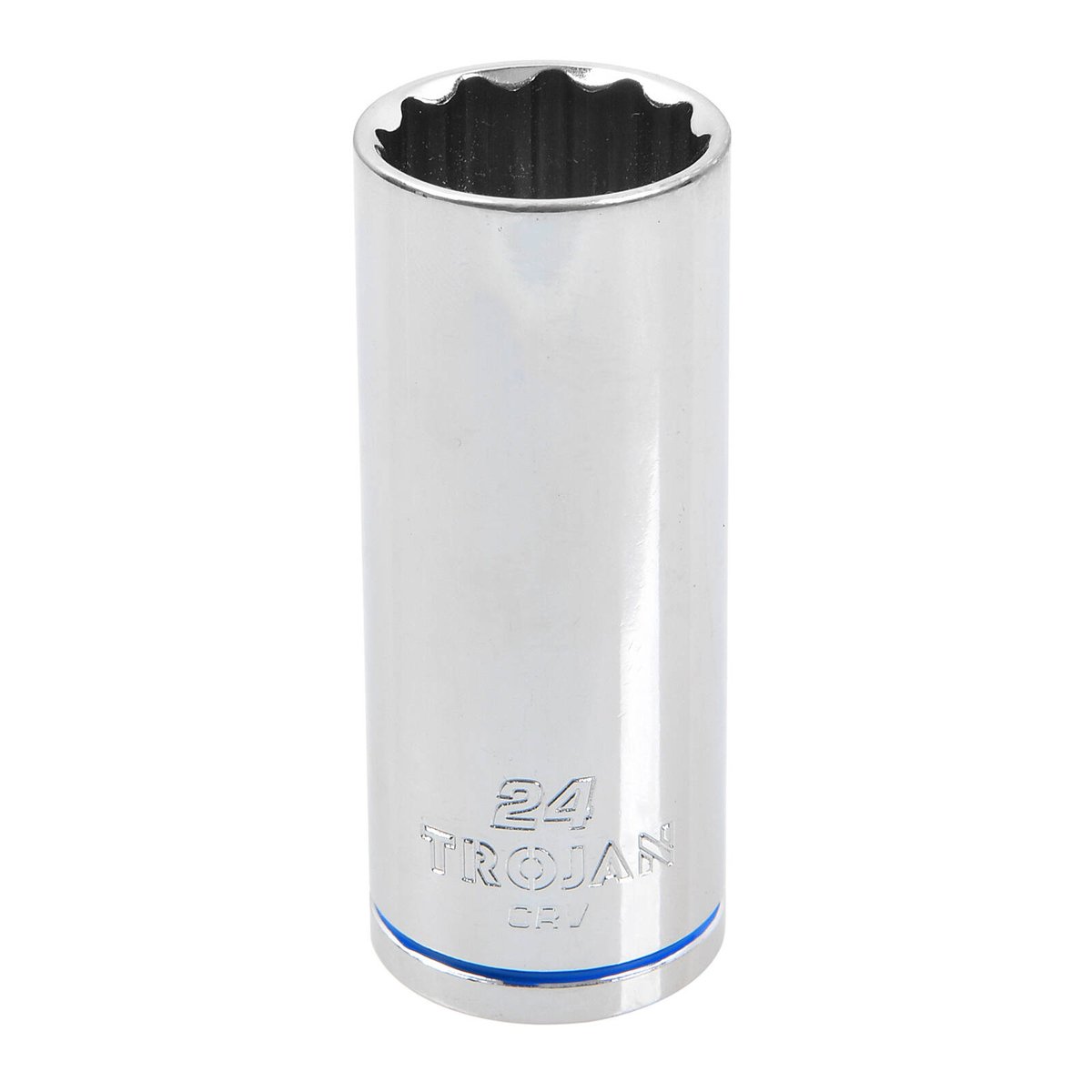 Trojan 24mm Deep Socket 1/2" Drive - Polished Chrome Vanadium - 12 Point - Lifetime Warranty - SuperSaverAU - view 1