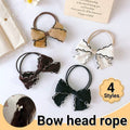 Fabric Bow Hair Tie Ponytail Holder - Khaki - view 2