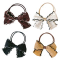 Fabric Bow Hair Tie Ponytail Holder - Khaki - view 3