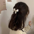 Fabric Bow Hair Tie Ponytail Holder - Khaki - view 5