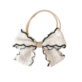 Fabric Bow Hair Tie Ponytail Holder - White