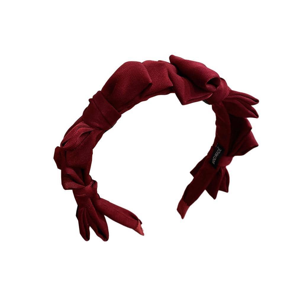 Fabric Bow Knot Headband - Wine Red